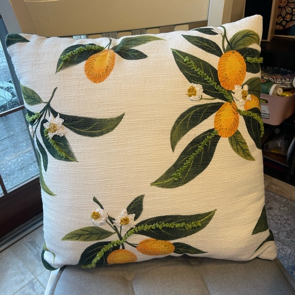 Place & Time Other - Lemon Embroidered Throw Pillow